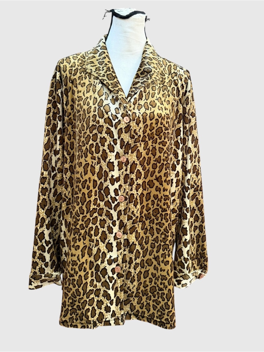 Vintage Erika Brooks velvet leopard print blouse